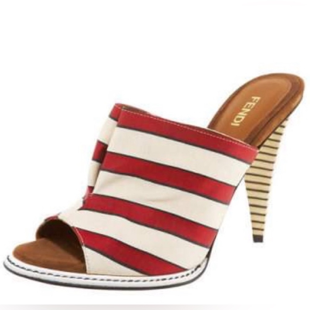 Fendi Striped Satin Mules / Heels IT 39 / US 9 / AUTHENTIC